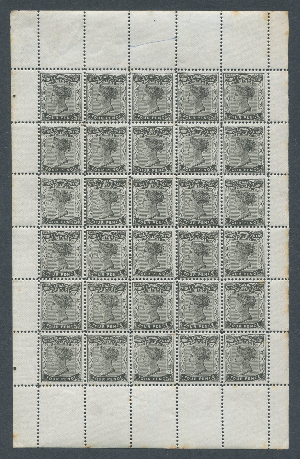 0009PE1708 - Prince Edward Island #9 - Mint Full Sheet of 30 - Deveney Stamps Ltd. Canadian Stamps
