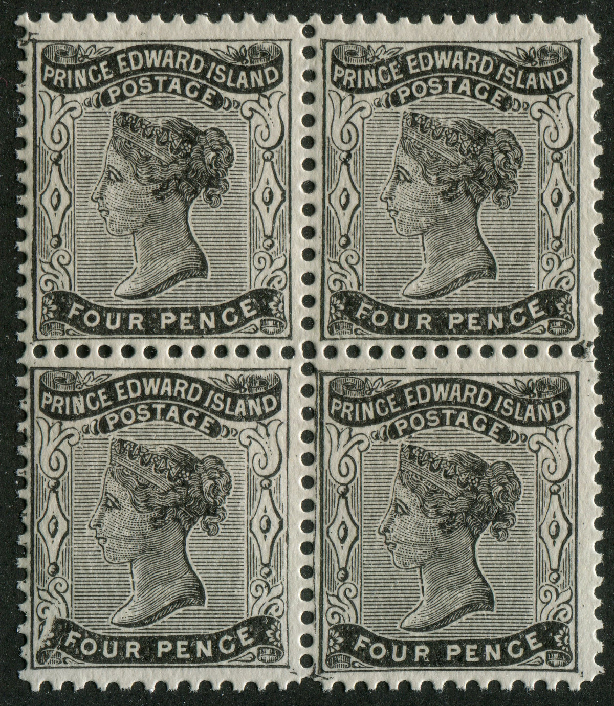 0009PE2303 - Prince Edward Island #9, 9v - Mint Block of 4