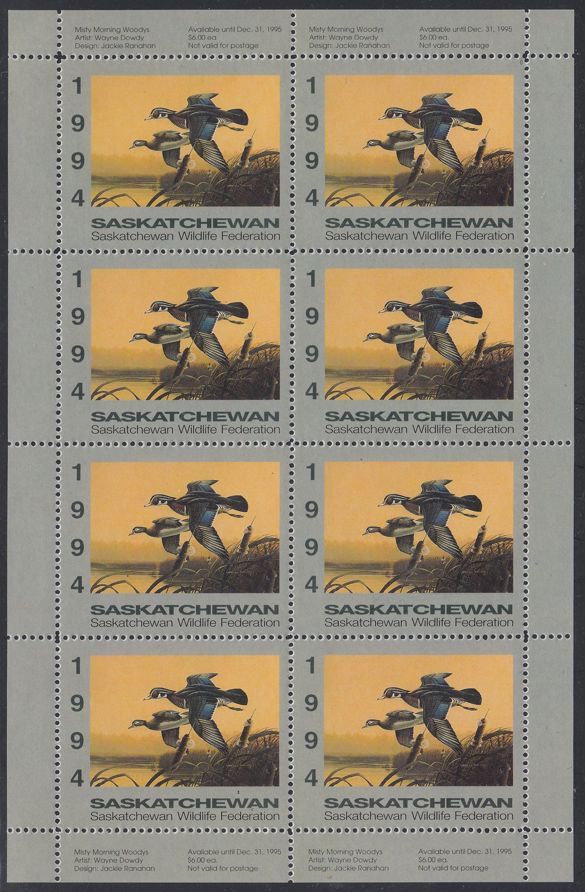 0263NL2207 - SW5 - Mint Complete Sheet of 8
