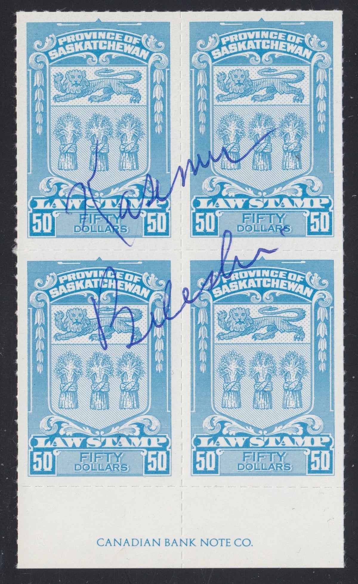 0078SL2109 - SL78 - Mint Block, Bileski Signed