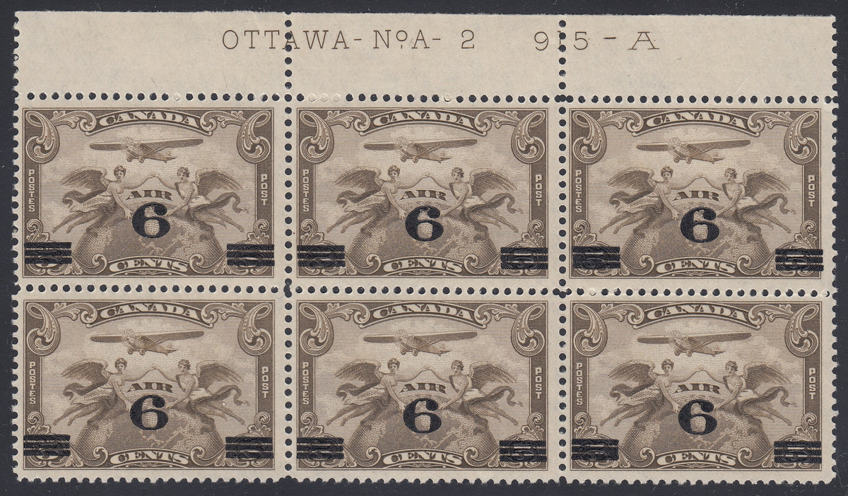 0003CA1801 - Canada C3 - Mint Plate Block of 6