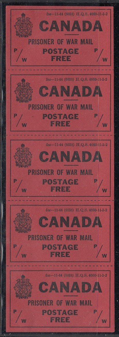 0004PW1708 - PWF4a - Mint, Complete Pane of 5 - Deveney Stamps Ltd. Canadian Stamps