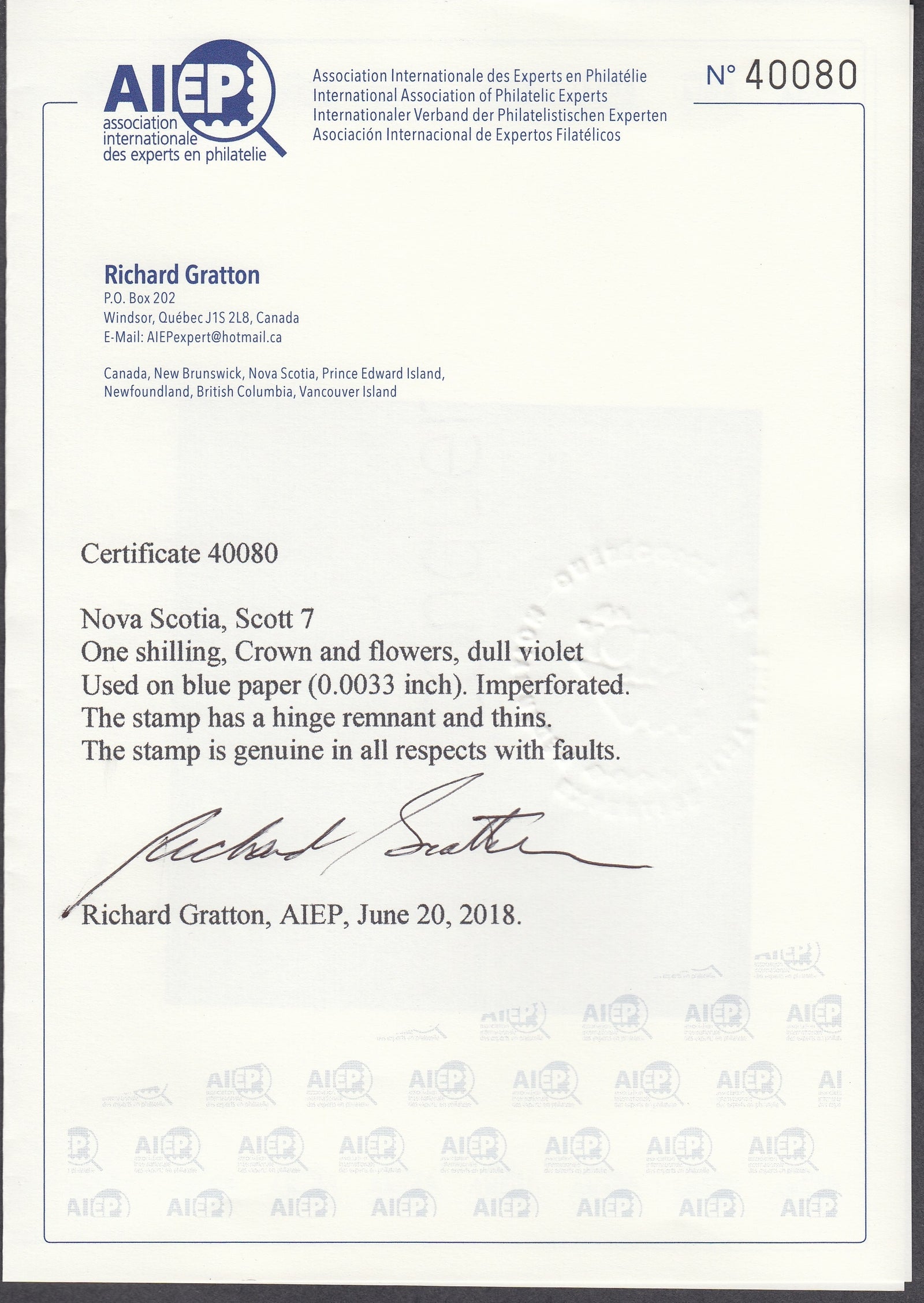 0006NS1709 - Nova Scotia #6 - Used - Deveney Stamps Ltd. Canadian Stamps