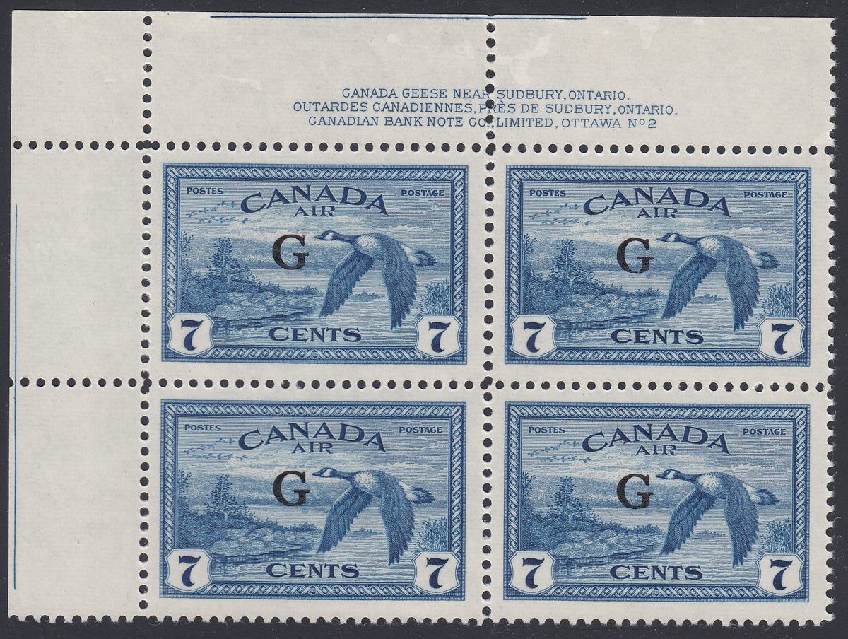 0398CA1801 - Canada CO2 - Mint Plate Block