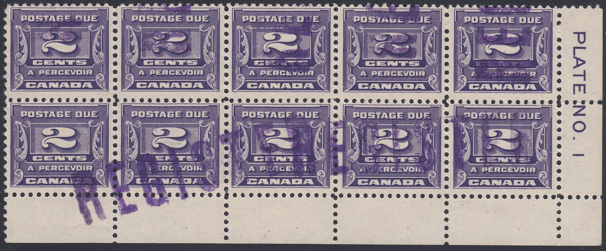 0128CA1805 - Canada J12 - Used Plate Block of 10