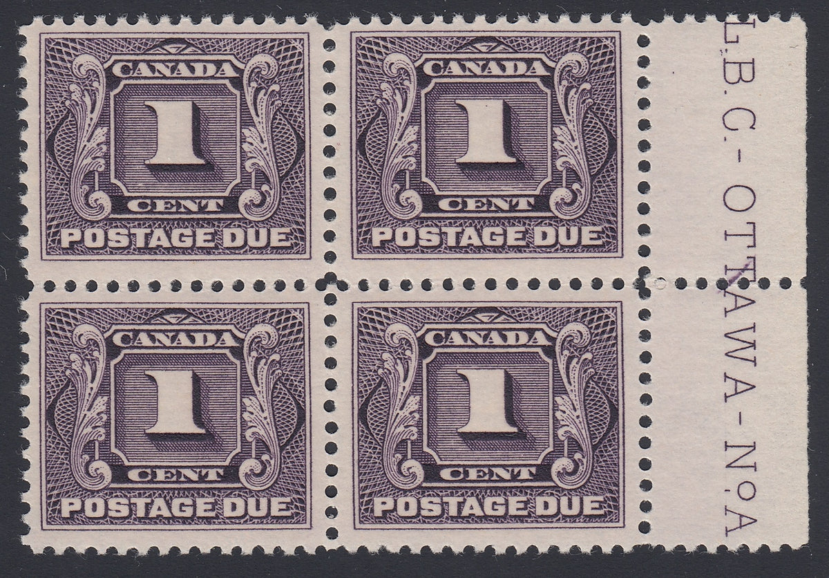 0117CA1805 - Canada J1c - Mint Plate Block of 4