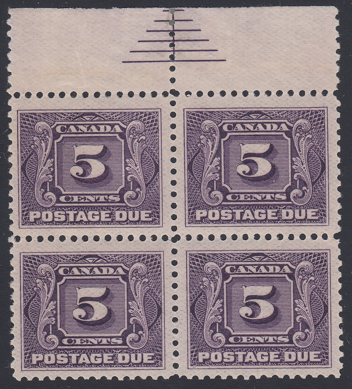 0120CA1805 - Canada J4a - Mint Pyramid Guide Block of 4