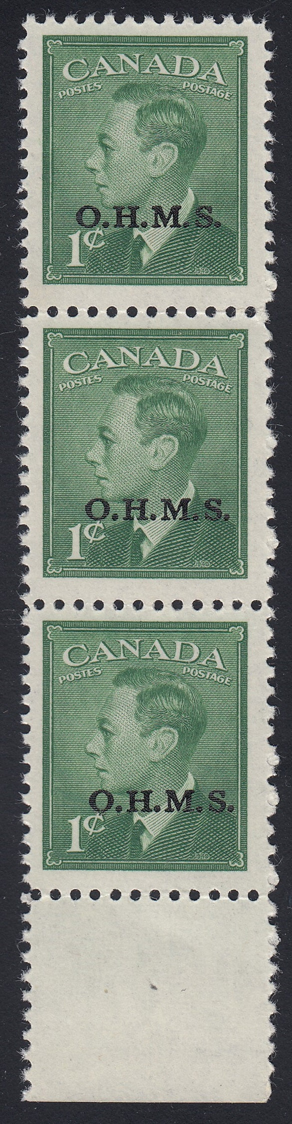 0358CA1807 - Canada O12 - Mint Strip of 3 - &#39;Slanting&#39; OHMS