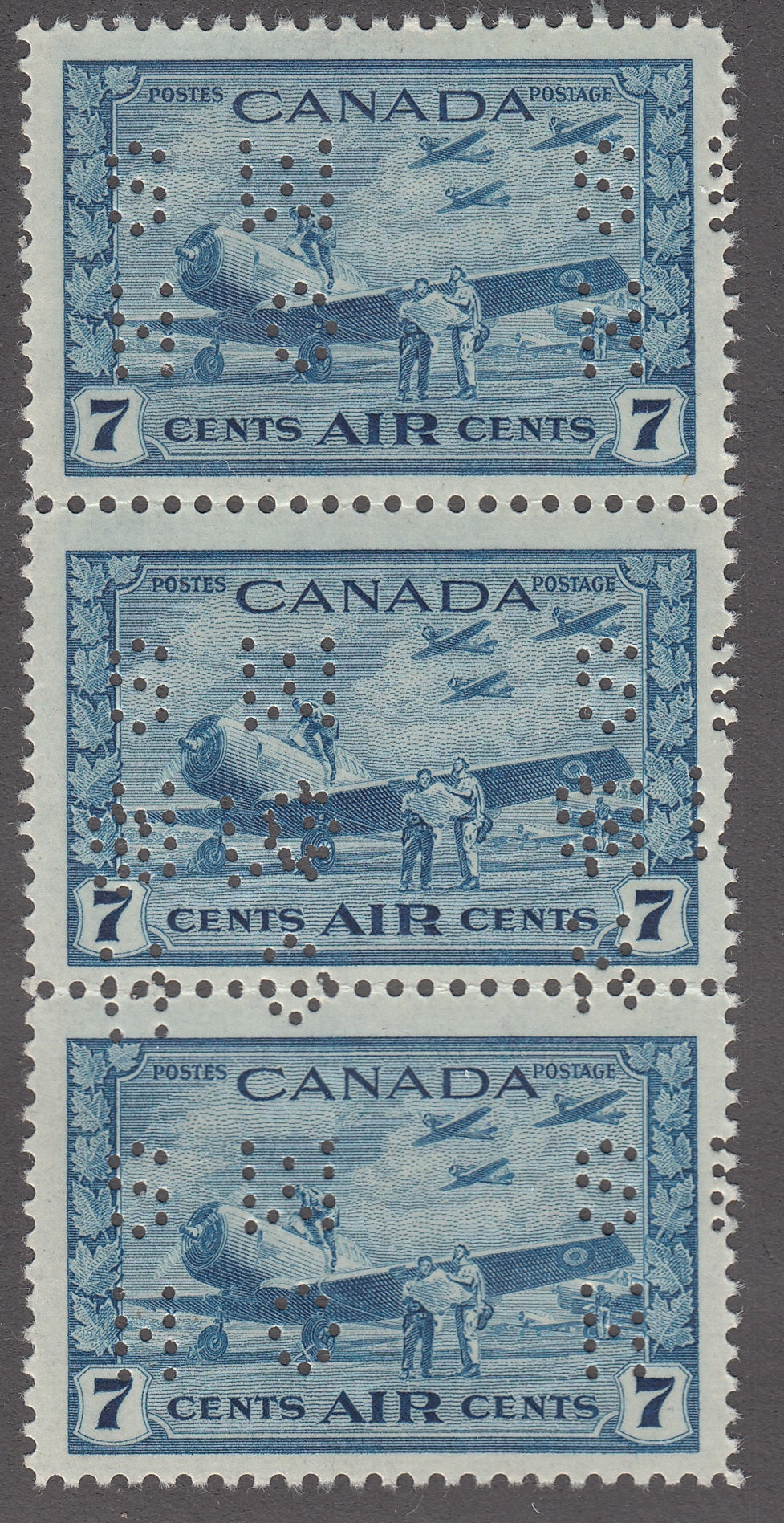 0336CA1712 - Canada OC8 - Mint Strip of 3, &#39;C, CX, C&#39; DOUBLE