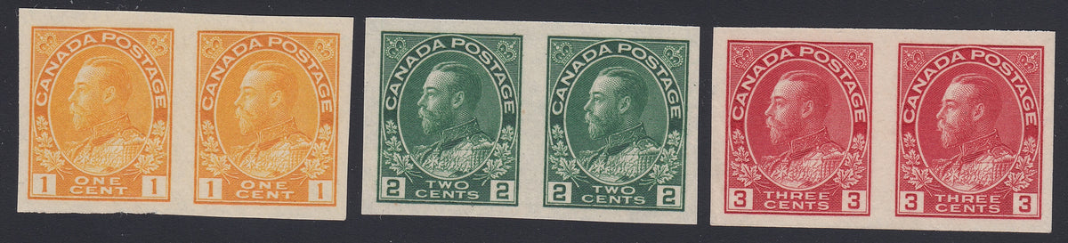 0136CA1805 - Canada #136, 137, 138 Set of Mint Imperf Pairs