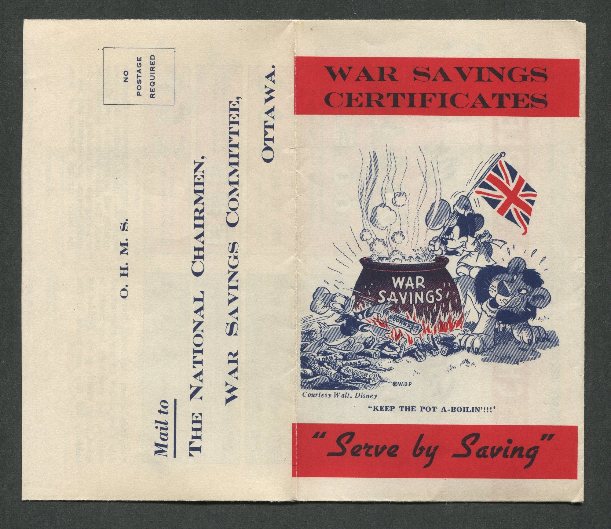 0001WS1708 - Disney War Savings Booklet, WWII - Mint - Deveney Stamps Ltd. Canadian Stamps